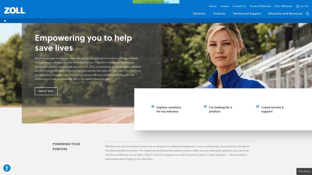 Screenshot of ZOLL Medical AED Program Management website