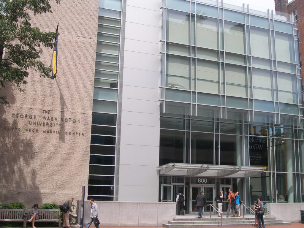Entrance to the GW University Student Center at 800 21st St NW, Washington DC, where Respond and Rescue holds CPR classes